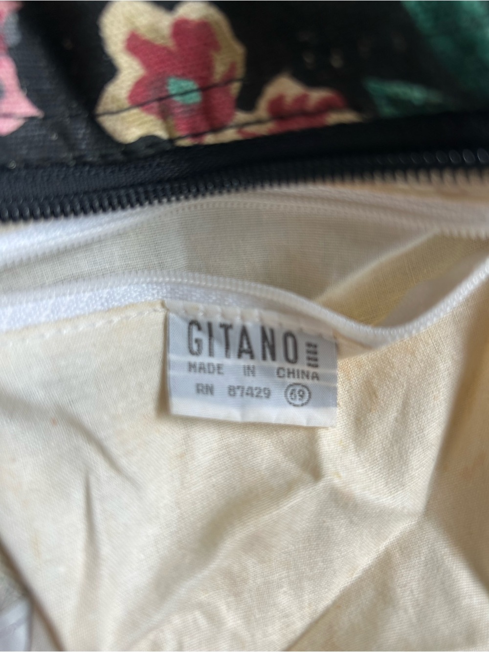 Gitano Vintage 90s Floral Weekender Tote Bag with Brown Trim - Picture 2 of 6